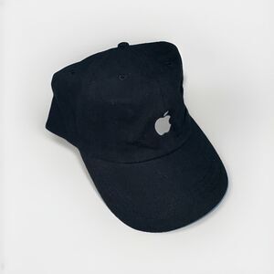 Apple Hat Promo Tech Cap Strap Back Black Employee Apple Logo Mens OSFA HTF Y2K